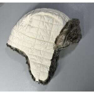 LL Bean Ultra Warm Bomber Trapper Hat Womens L/XL Primaloft Faux Fur Quilted